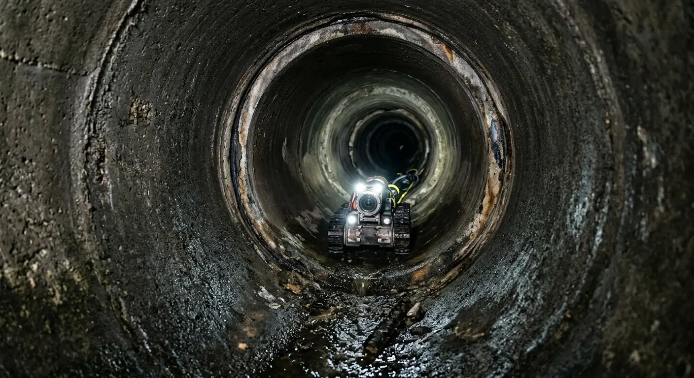 Robotic sewer camera inspecting pipe interior for Sewer Line Cleaning in Lake Charles